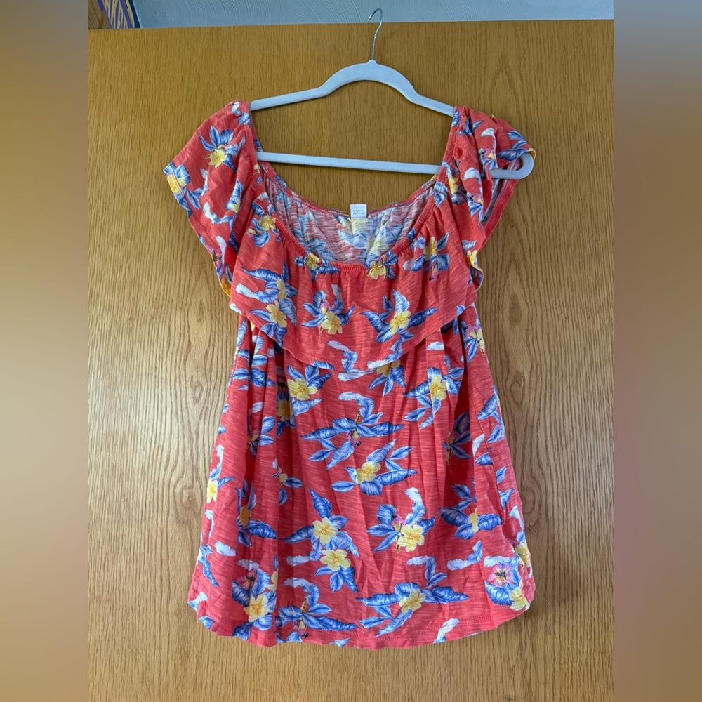 Old Navy Orange Floral Off the shoulder Top